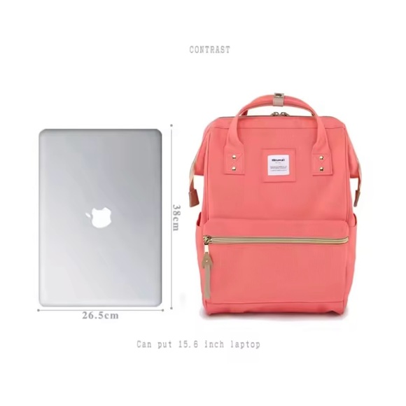 Himawari USB 900D Backpack | Color: Coral - Picture 3 of 5